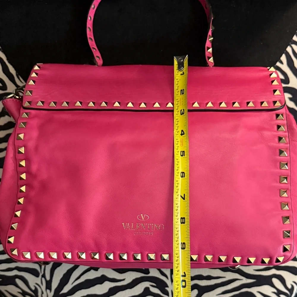 Valentino Garavani Gold & Pink Studded Handbag with Removable Crossbody Strap - Picture 15 of 16